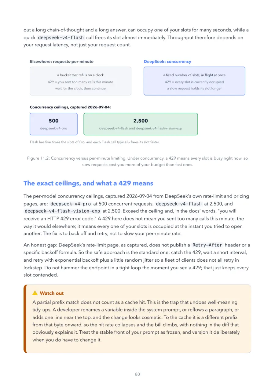 DeepSeek Made Crystal Clear, page 80: concurrency versus per-minute limiting