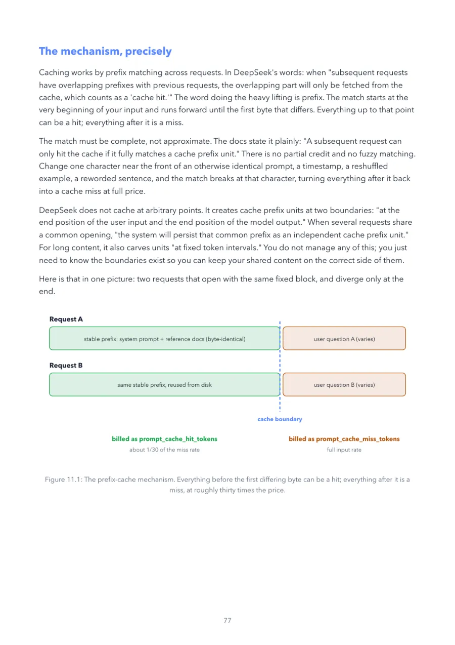 DeepSeek Made Crystal Clear, page 77: the prefix-cache mechanism