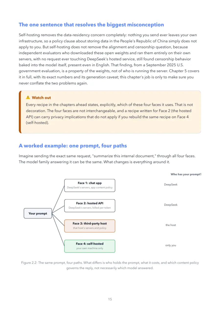 DeepSeek Made Crystal Clear, page 15: the same prompt, four paths