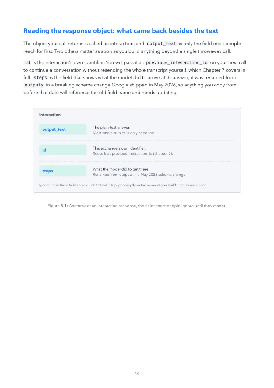 Gemini Made Crystal Clear, page 44: anatomy of an interaction response, the fields most people ignore until they matter