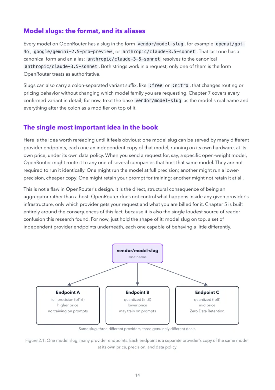 OpenRouter Made Crystal Clear, page 14: one model slug, many provider endpoints